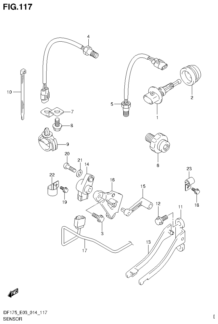 Suzuki DF175ZG SENSOR (DF175TG E03) parts diagram